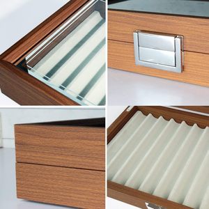 Wooden Fountain <b>Pen</b> Display <b>Box</b> 32.2cm x 20cm x 5.7cm Glass Lid Storage Case For Stationery Organization - Product Image 4