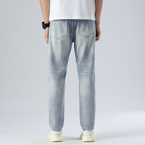 Jeans <span class=keywords><strong>de</strong></span> Mezclilla Azul para Hombre con Muchos Bolsillos, Estilo Retro, Lavado Claro, Detalles Desgastados, Cómodos, para Ocio al Aire Libre, Pantalones <span class=keywords><strong>de</strong></span> Moda - Product Image 3
