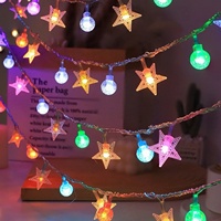 Guirnalda de Luces LED Multicolor con Forma de Estrella, Funciona con Pilas y USB, Luces Decorativas para Dormitorio, Fiestas y Días Festivos