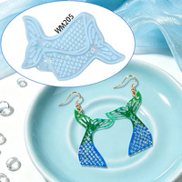 Moule en silicone YS DIY pour décoration de pendentif queue de poisson évidée holographique, moule en résine fait main, outils uniques pour design laser