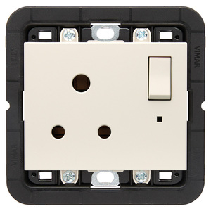 วิมาร์ 2P+T 5A สวิตช์เต้ารับแบบอังกฤษพร้อมท็อกเกิล สีครีม 8.5x8.6 ซม. - Product Image 1