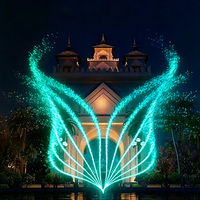 Fontaine de danse commerciale grand format haut de gamme, multicolore, à LED, en acier inoxydable, pour extérieur, avec musique synchronisée, pour la décoration des places publiques