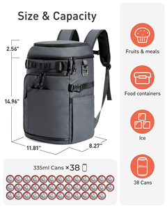 Sac à dos isotherme souple de grande taille avec compartiment à fermeture éclair pour dégagement facile, idéal pour les repas en extérieur - Product Image 2