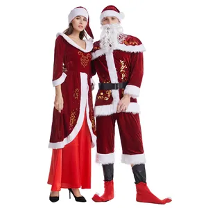 Disfraz de Navidad mejor hecho para adultos, traje de Papá Noel para pareja, disfraz de Cosplay de Navidad de Papá Noel de terciopelo