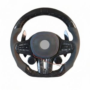 Volante personalizado de fibra de carbono forjada y cuero Alcantara para <span class=keywords><strong>BMW</strong></span> CS G M F 2 3 4 5 6 G20 F20 E92 F30 F32 E87 E91 sin airbag - Product Image 2