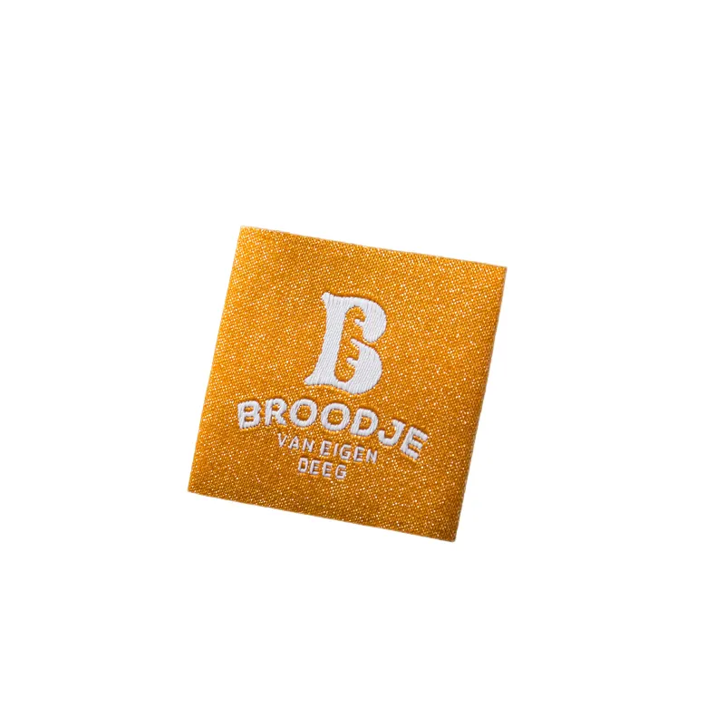 Бренд BROODJE, изготовитель с логотипом, оптовая продажа, изготовленные на заказ этикетки, тканые этикетки для одежды