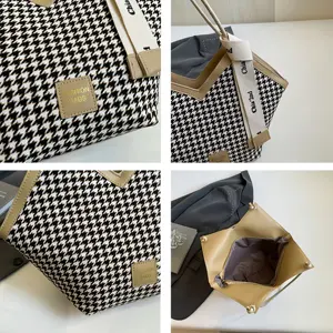 Nouveaux sacs fourre-tout à carreaux en toile grande capacité pour femme 2026 avec fermeture éclair et doublure en polyester toutes saisons - Product Image 3