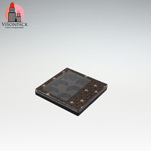 New Empty Square Eye Shadow Package 6 Colors Round Palette Plastic Material <strong>Black</strong> Eyeshadow Case with Transparent Top Logo <strong>Label</strong> - Product Image 2