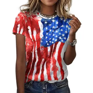 Magliette Casual a girocollo a manica corta stampate alla moda 2024 per donna all'ingrosso primavera estate t-shirt da donna