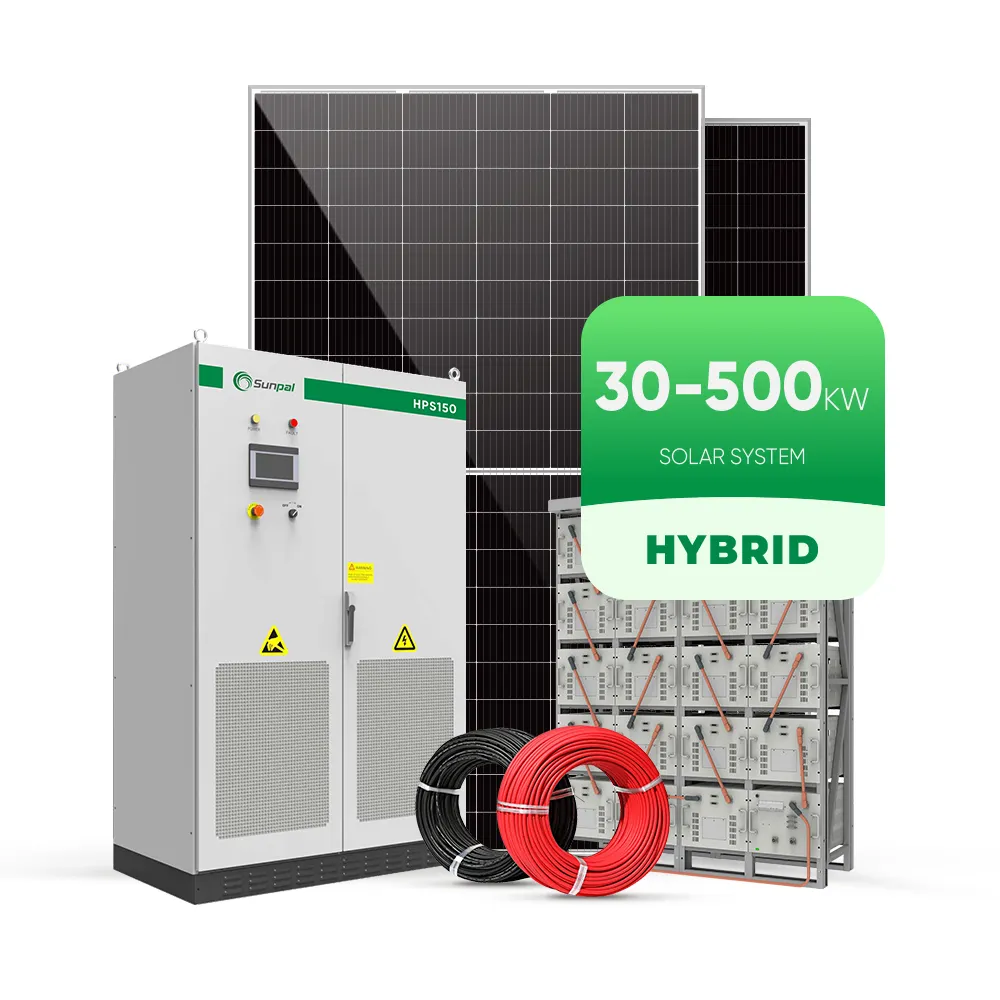 Sunpal sistem penyimpanan daya, untuk industri dan komersial 50Kw 80Kw 100Kw 200Kw Hybrid Pv Kit sistem surya lengkap