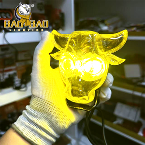 BAOBAO RGB Flash blanco amarillo plástico aluminio <span class=keywords><strong>Bull</strong></span> 2 ojos OX COW <span class=keywords><strong>Mini</strong></span> sistema de iluminación de conducción luces de motocicleta faro delantero - Product Image 3