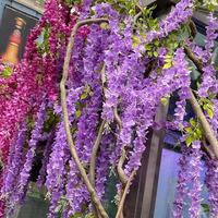 Guirlande de glycine artificielle violette en soie pour décoration d'arche de plafond de mariage, fleurs suspendues en vigne