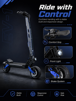 Trottinette électrique A10 V3 en stock dans l'entrepôt américain, double moteur brushless 800W, batterie au lithium, 35 MPH, autonomie de 45 miles, application mobile, pour les trajets quotidiens des adultes