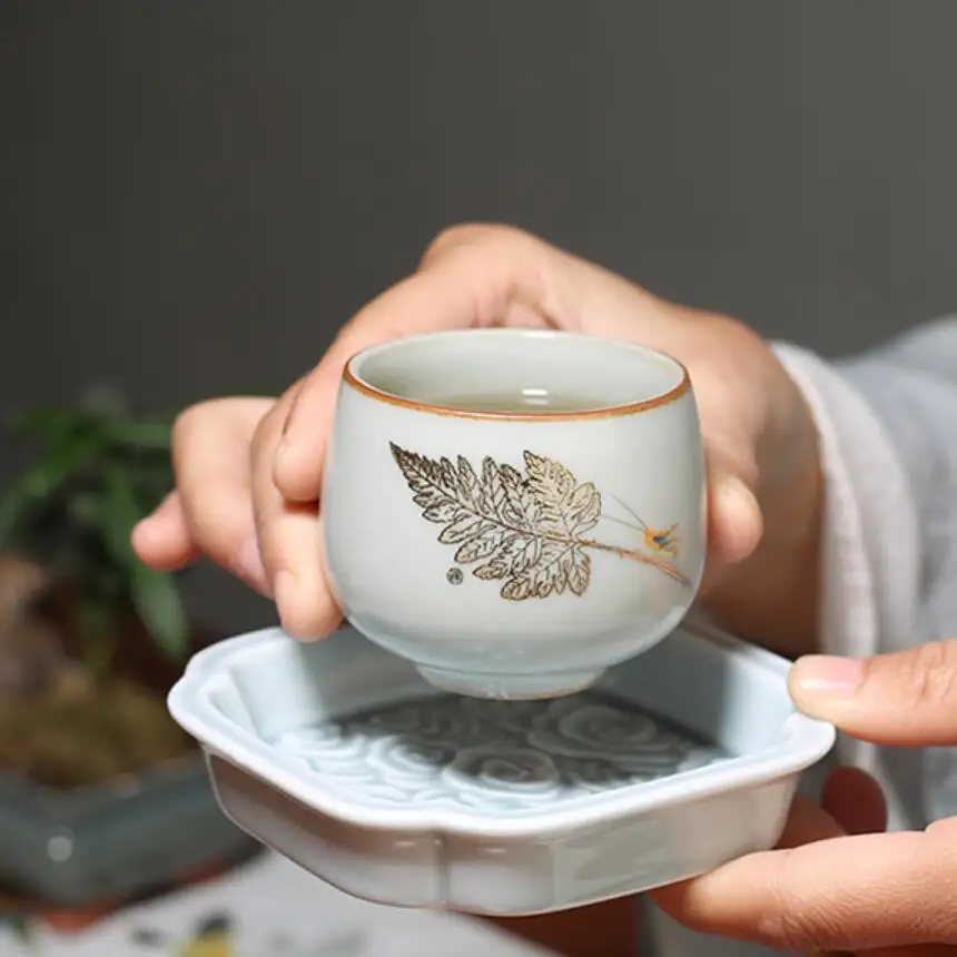 Tasse ronde en céramique 70ml, fabrication japonaise de thé, poterie chinoise