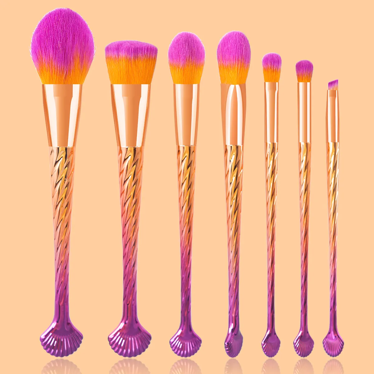 Profesyonel 7-Piece lüks renkli makyaj fırçası Set karışık saç özel Logo göz farı kozmetik uygulama için fırçalar