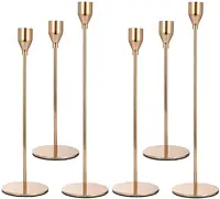 Золотой подсвечник, набор из 3 металлических высоких подсвечников для конусных свечей, декоративный центральный элемент для вечеринки