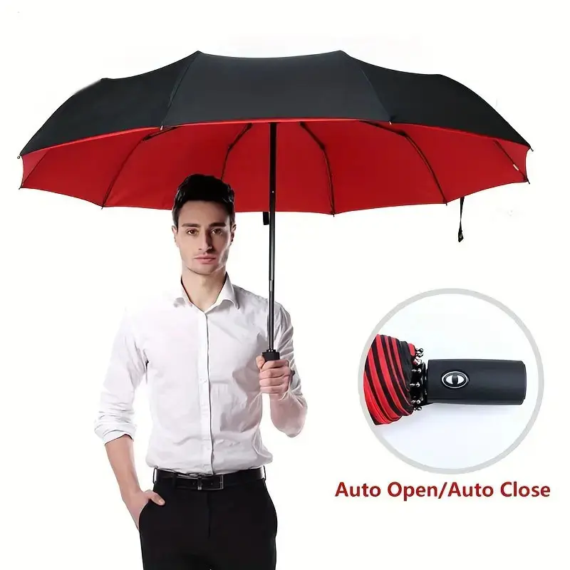 Parapluie automatique double couche à 10 os coupe-vent crème solaire ensoleillé et pluie parapluie pliant d'affaires à double usage