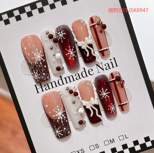 TSZS Faux ongles à presser faits main de haute qualité sur le thème de Noël, motif sapins de Noël, flocons de neige et clochettes, pour les fêtes d'<span class=keywords><strong>hiver</strong></span>, réutilisables - Product Image 5