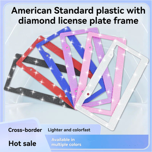 Marco de Matrícula de Plástico con Incrustaciones de Diamantes, Uso Universal para Automóviles en Estados Unidos, Canadá, México y Tres Otros Países - Product Image 1