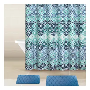 CF BCP189浴帘热卖环保印花浴帘套装4件套设计师浴帘套装浴室