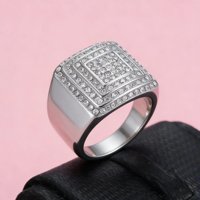Nouvelle bague en acier inoxydable à quatre couches pour hommes, bague hip-hop avec diamants