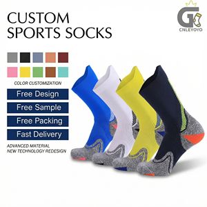 Chaussettes de course à <span class=keywords><strong>pied</strong></span> personnalisées épaisses avec fond en <span class=keywords><strong>serviette</strong></span> Marathon Chaussettes de sport élastiques à séchage rapide Tube moyen Crew Chaussettes de cyclisme personnalisées - Product Image 1