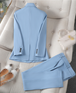 Costume de <span class=keywords><strong>tailleur</strong></span> décontracté pour <span class=keywords><strong>femme</strong></span> bleu/cafet/<span class=keywords><strong>kaki</strong></span>, printemps et automne, haut de gamme, élégant pour le bureau, à double boutonnage, avec <span class=keywords><strong>pantalon</strong></span> - Product Image 5