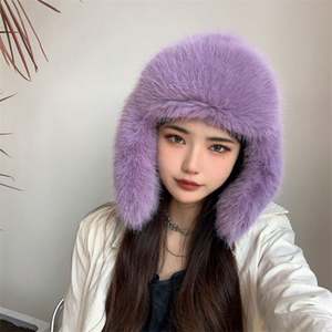 New Autumn and Winter Plush Solid Color <b>Faux</b> <b>Fur</b> Pullover <b>Hat</b> Fashionable Outdoor Street Versatile Warm <b>Hats</b> for Adults - Product Image 5