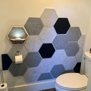 맞춤형 디자인 육각 음향 패널 화이트 음향 솔루션 폴리에스터 벽 패널 - Product Image 6