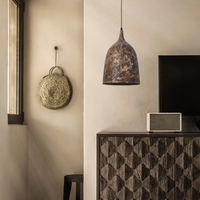 Lustre moderne en bronze antique avec perles de murano, éclairage pour les hauts plafonds, les escaliers