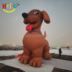 Mascotte de dachshund brun géant, animal gonflable, design de scène, chiens avec collier décoratif - Product Image 4