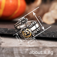 CAOSHI Bagues ouvertes réglables style vintage d'inspiration sombre, plaquées couleur argent antique/doré, motif citrouille, bijoux de fête pour femmes et hommes, Halloween
