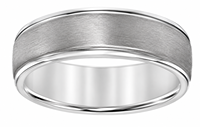 Maßgefertigter Schmuck Wolframcarbid-Ring Silber Gebürsteter Mittelteil Polierte Abgeschrägte Kante Herren-Ehering OEM ODM