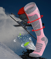 Chaussettes de ski et de trekking d'hiver pour hommes et femmes, professionnelles, élastiques, longueur genou, absorption des chocs