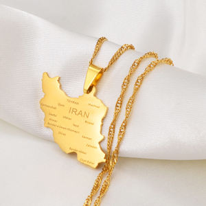 Kalung Liontin Peta Kota Iran Perhiasan Baja Anti Karat untuk Wanita Pria Gadis Emas untuk Acara Pesta-Perhiasan Iran # 212521 - Product Image 5