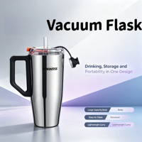 Nouvelle tasse de voyage isotherme en acier inoxydable à double paroi, avec paille rétractable, scellage en un clic, idéale pour les cadeaux de fête, compatible lave-vaisselle