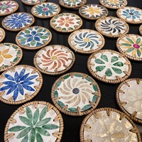 Tapis en rotin tressé à la main en forme de coquille, résistant à la chaleur, dessous de plat multicolore fait main en paille, protection durable pour vaisselle