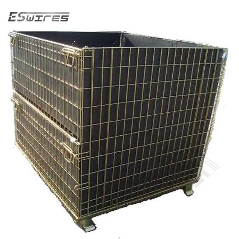 High Quality Stacking Metal Cages Steel Wire mesh Container With Lid Available In Several Sizes