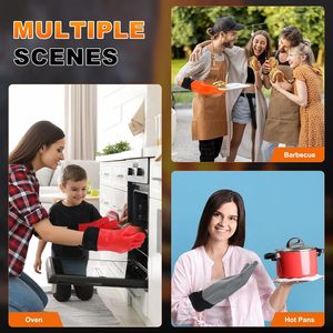 Silicone Oven Mitts Heat Resistant and Antislip Scald Kitchen Oven <b>Gloves</b> Burn Proof Cooking <b>Gloves</b> Proof Oven Mitts - Product Image 4