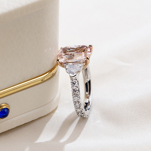 Anillo de oro blanco con diamante rosa cultivado en laboratorio Messi Jewelry MSR-201118K para mujer - Product Image 2