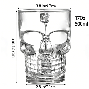 Taza de Vidrio Transparente de 500 ml con Diseño Divertido para Halloween, para <span class=keywords><strong>Cerveza</strong></span> y Vino, con Asa Decorativa - Product Image 4