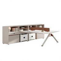 Poste de travail de bureau individuel moderne en bois avec cloison de séparation et table, ensemble de mobilier pour employés, vente en gros
