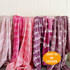 ผ้าห่มเด็กผู้หญิงแบบกำหนดเอง ผ้าห่มขนแกะปักชื่อ - Product Image 1