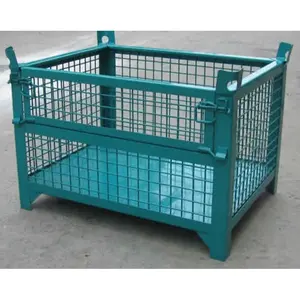 DJ sanayi çekmeceli saklama dolabı depo Metal yığını katlanabilir depolama kafes konteyner katlanabilir istiflenebilir katlanır çelik palet - Product Image 6