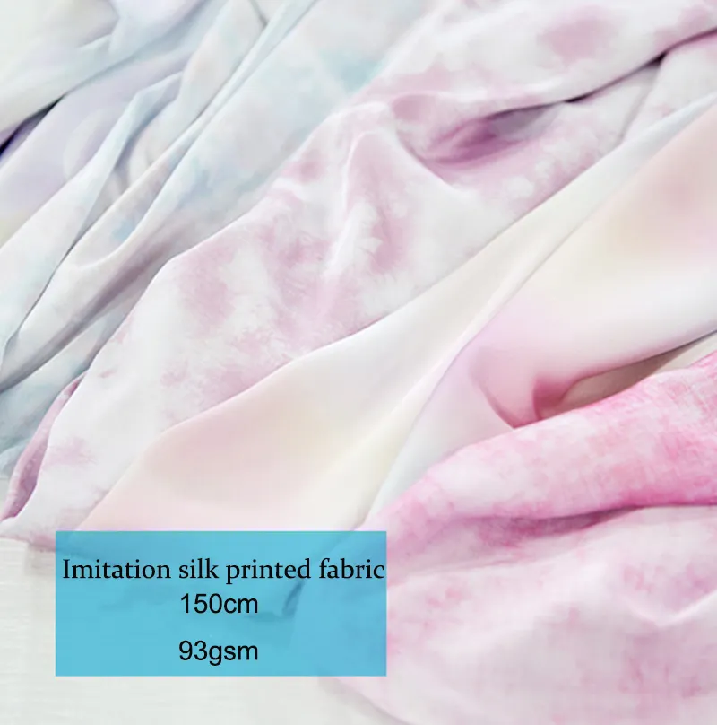 Заводская цена имитация шелка полиэстер спандекс цифровая печать стрейч сатин Омбре ткань для платья пижамы