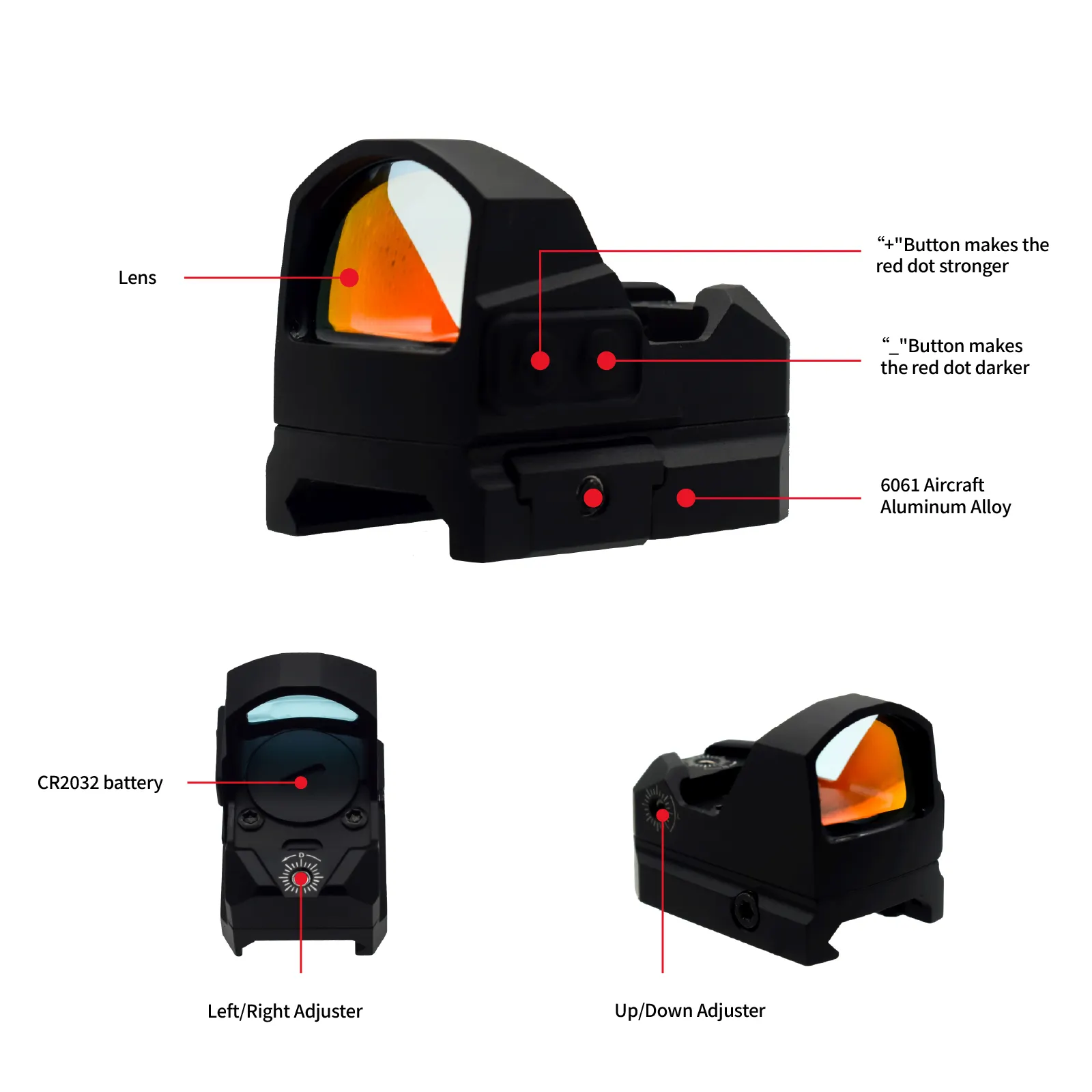 ODM haute qualité nouveau point rouge vue réflexe vue optique Mini point rouge vue portée pour la chasse