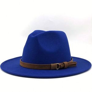 Nouveau Chapeau Fedora pour Femme et Homme avec Ruban en Cuir, Élégant, pour Hiver et Automne, à Large Bord, Style Jazz, Église, Panama, Sombrero - Product Image 2