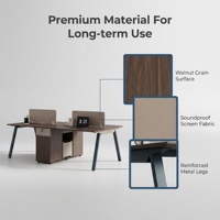 Poste de travail de bureau ouvert Twilight Series pour 2 personnes, en bois et métal, éco-responsable, avec écran de séparation pour l'intimité