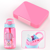 Nouvelles tendances Oumeng Boîte à lunch Bento multi-grilles Boîtes à lunch divisées pour enfants avec bouteille d'eau Boîte à lunch Ensemble pour enfants pour l'école