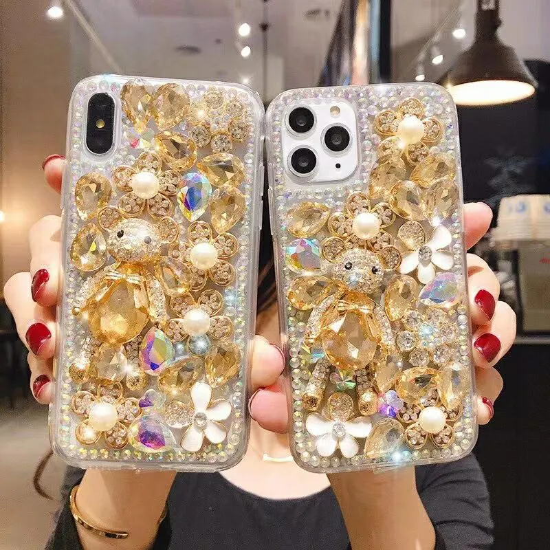 Coque de téléphone en diamant avec strass Coque en cristal à paillettes de luxe pour iPhone 15 14 13 12